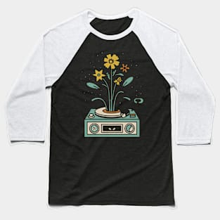 Floral Record Player Baseball T-Shirt